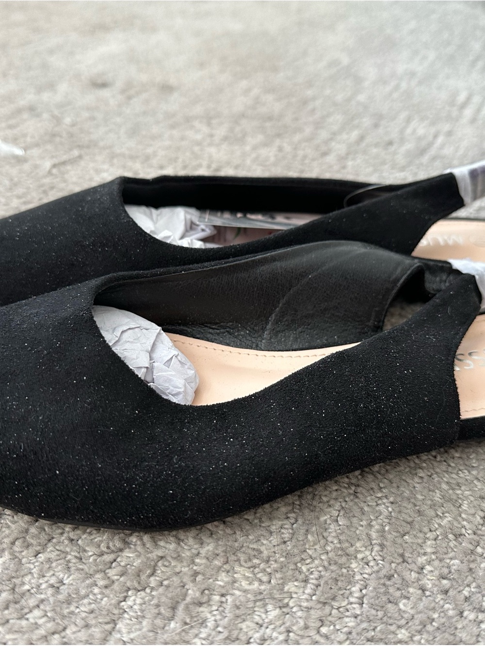 Musshimo Black Suede Slingback Flats
